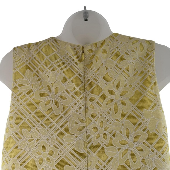 Belle Badgley Mischka Dress Womens 8 Yellow Lace Shift Sheath Chain Neckline - Picture 9 of 16